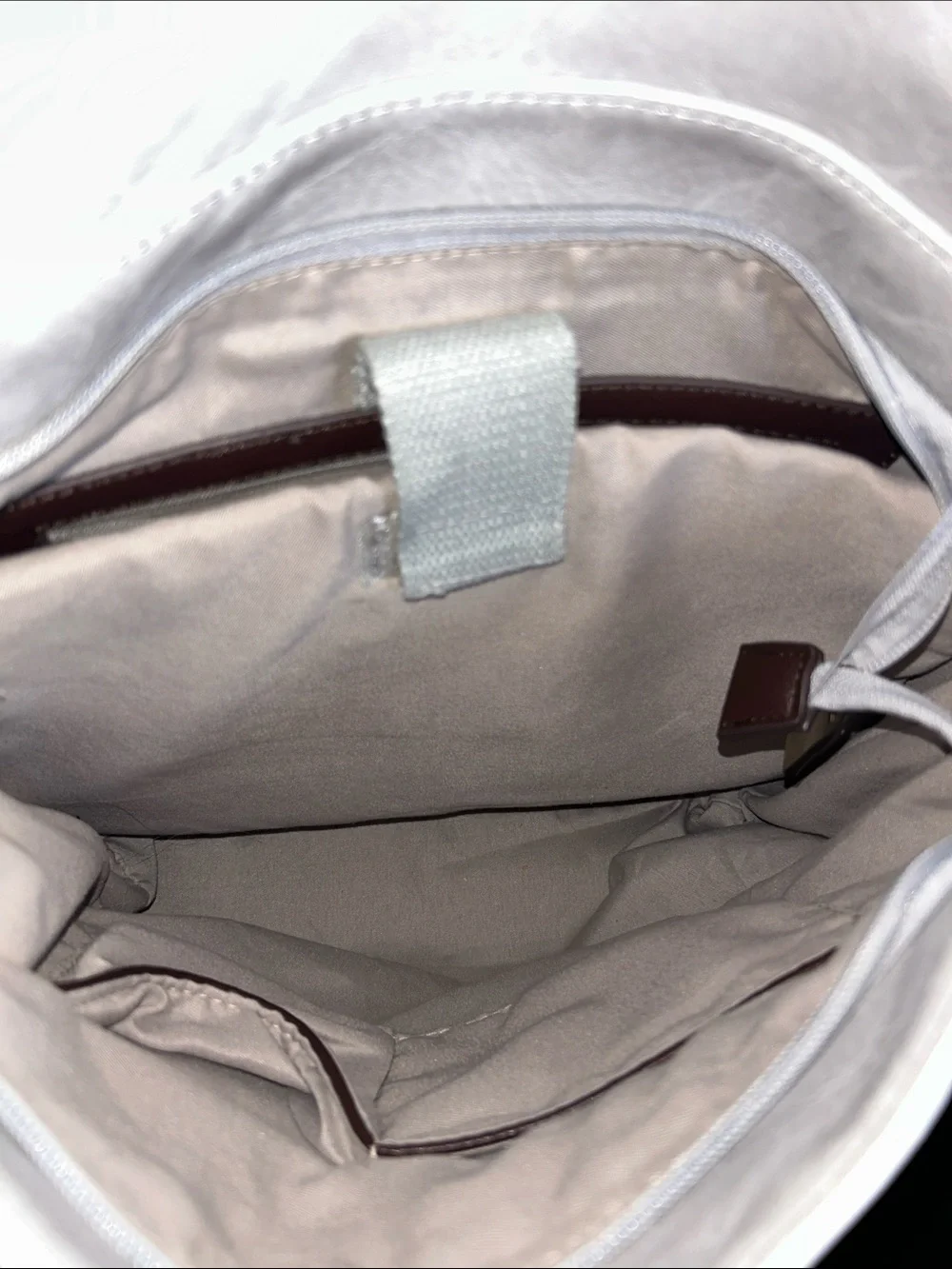 Gray Vegan Leather Crossbody Messenger Bag with Dark Brown Straps